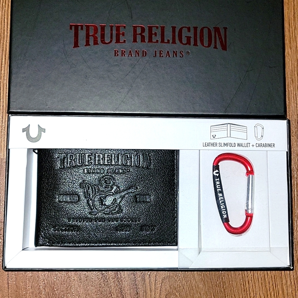 True Religion leather wallet and clip set